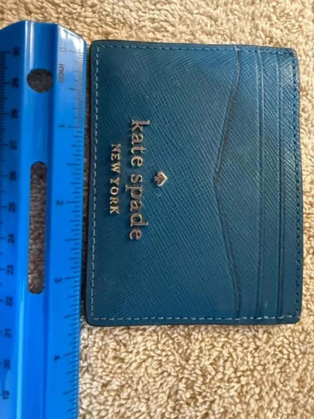 Kate Spade New York Teal Saffiano Leather Card Holder Slim Wallet SKU356